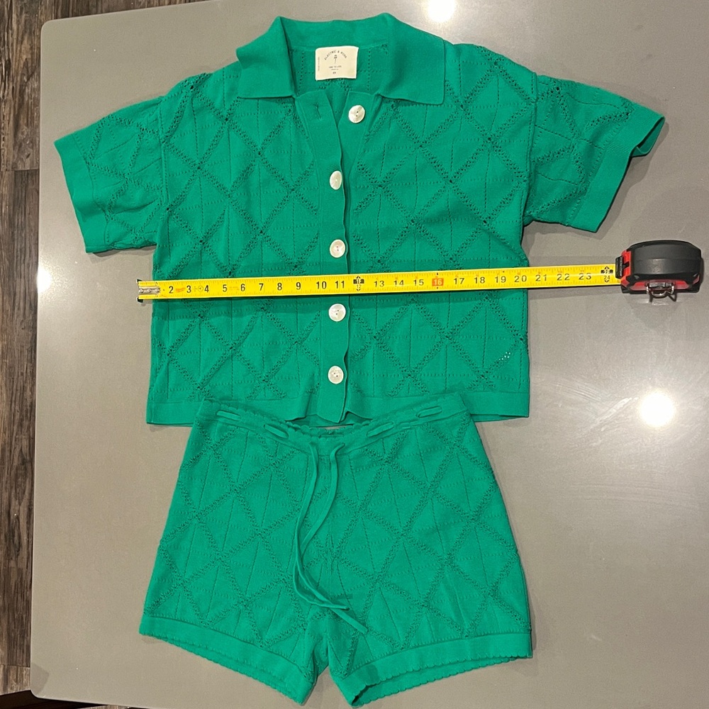 Electric & Rose Teal Knit Top & Short Set
